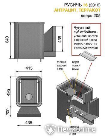 Дровяные печи-каменки Везувий Русичъ Антрацит 16 (205) 2016 в Качканаре