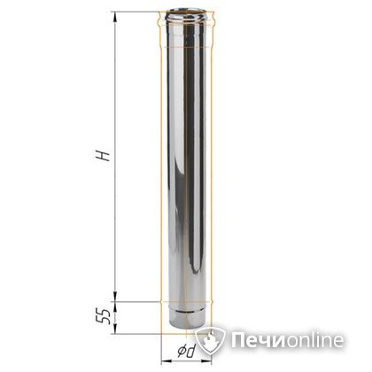Дымоход Феррум Дымоход нержавейка 08 d-115 L=1м в Качканаре