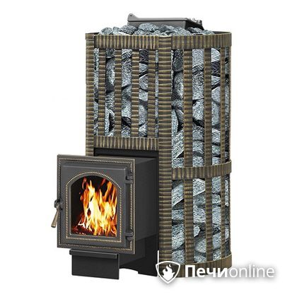 Дровяная банная печь Везувий Ураган Ковка 22 (270) с закрытой каменкой чугун в Качканаре