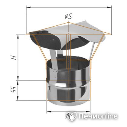 Дымоход Феррум Зонт нержавеющий 0.5 d-150 по воде в Качканаре