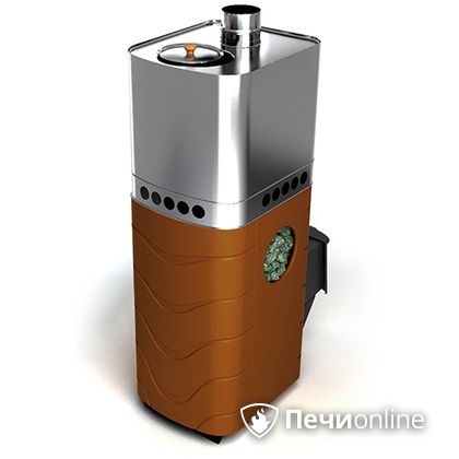 Дровяная банная печь TMF Бирюса 2013 Carbon терракота с закрытой каменкой в Качканаре